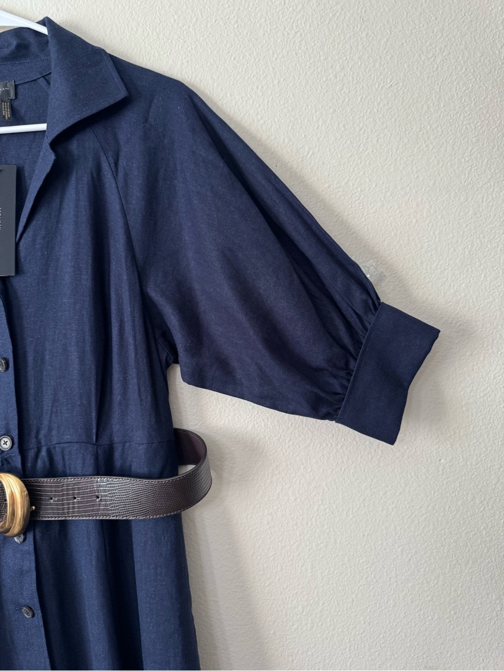 NWT Donna Karan New York Navy Belted Button Front Maxi Shirt Dress Size 6 - Picture 6 of 8